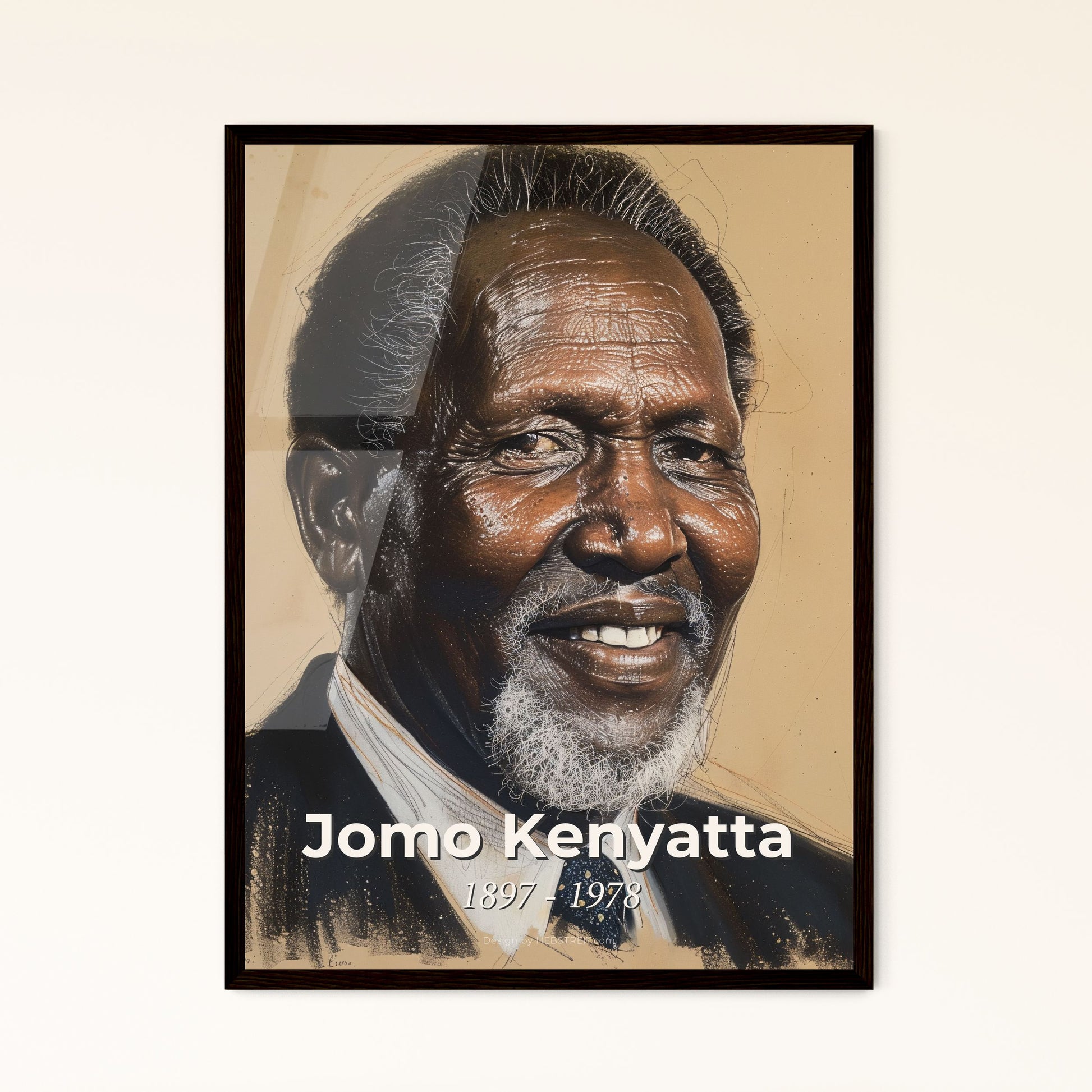 Vibrant Tribute to Jomo Kenyatta: Kenyan Independence Icon in Contemporary Art - A Stunning Print for Home Decor or Gifting