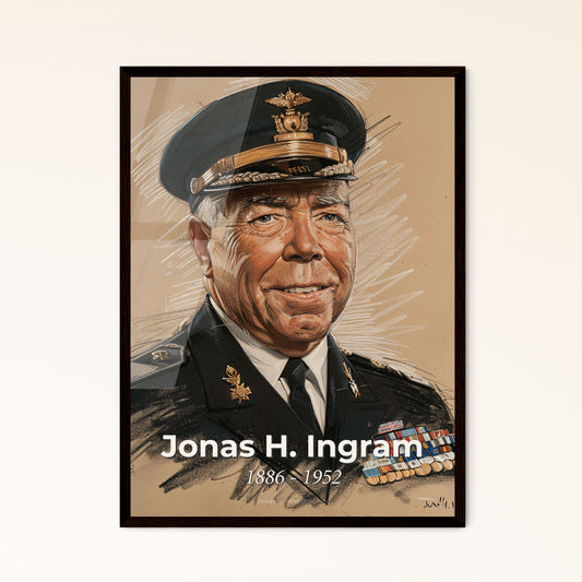 Majestic Portrait of Admiral Jonas H. Ingram  Framed Print