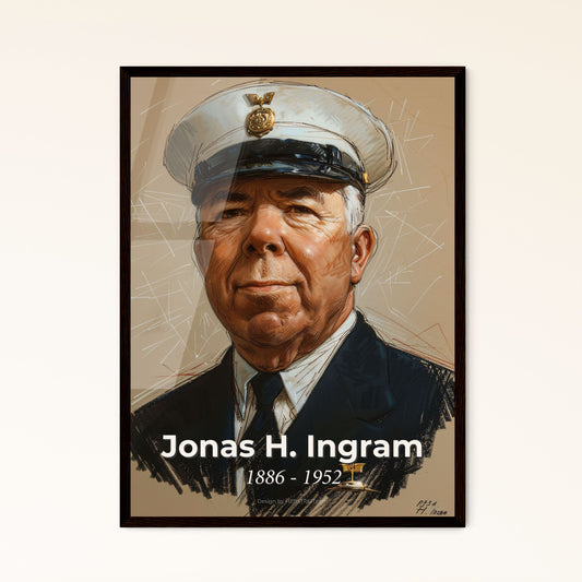 Admiral Jonas H. Ingram: Captivating Contemporary Art Print - Dynamic Portrait in Subtle Hues, Perfect for Unique Home Decor.