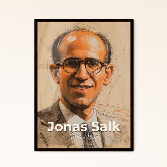 Celebrating Jonas Salk: A Contemporary Tribute in Dynamic Lines - Polio Vaccine Pioneer, Modern Art Print for Home Decor