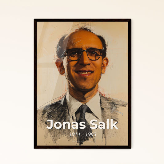 Vibrant Tribute to Jonas Salk: A Contemporary Portrait Celebrating the Polio Vaccine Pioneer - Perfect for Home Decor or Gifts