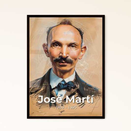 José Martí: Inspiring Cuban Freedom - Elegant Contemporary Portrait in Hues & Hatches, Perfect for Home Decor & Gifting.