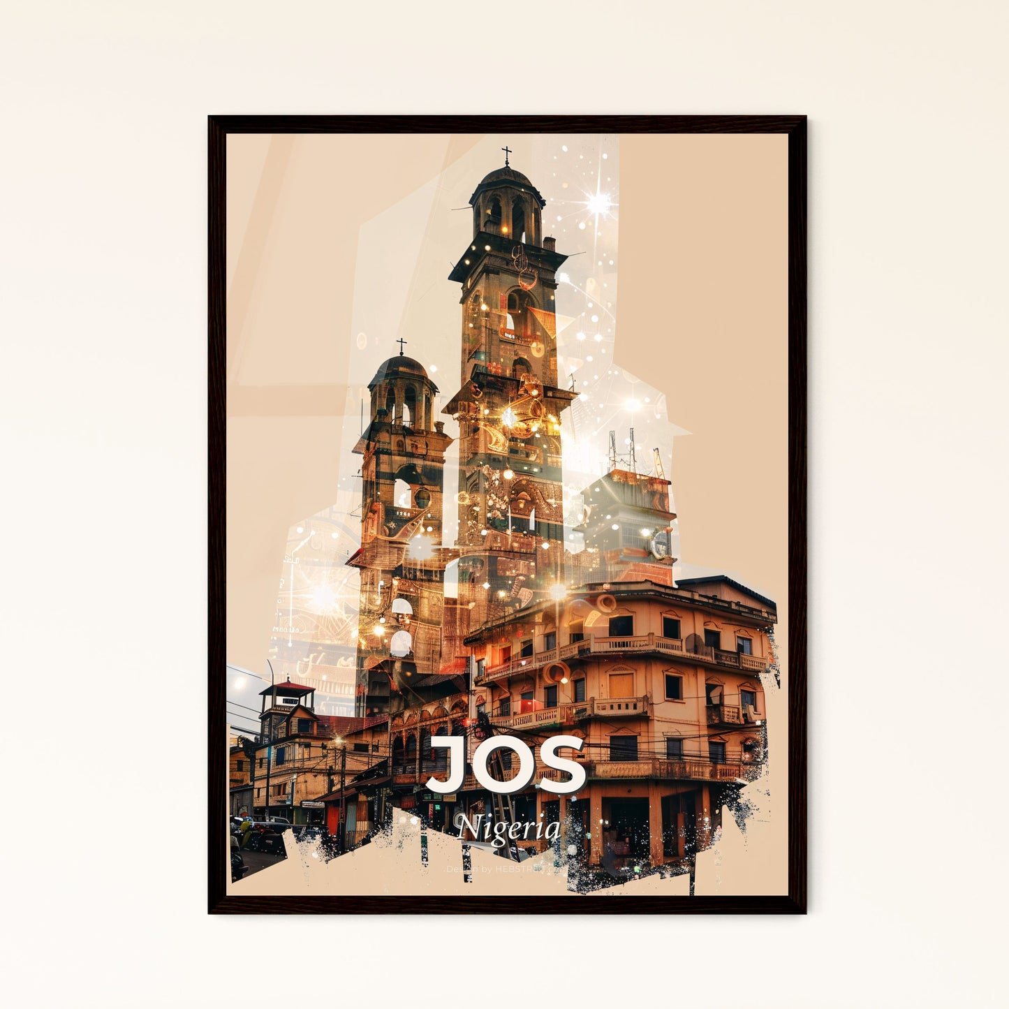 Jos: Double Exposure Skyline with Local Icons - A double exposure of a building