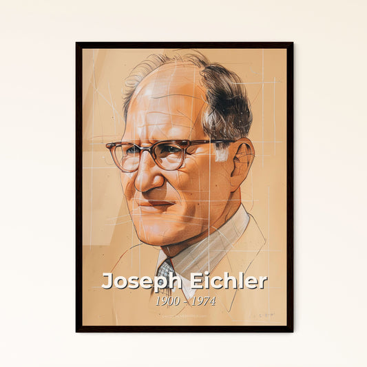 Joseph Eichler: Mid-Century Modern Visionary - Exquisite Art Print on Beige, Perfect for Home Decor & Unique Gift Solutions