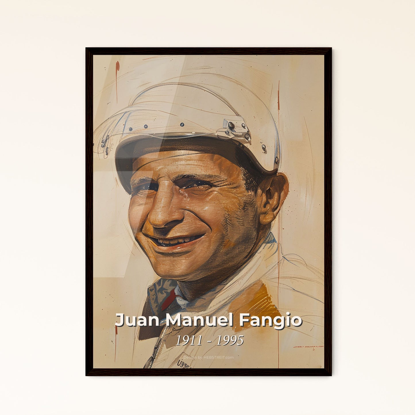 Dynamic Portrait of Juan Manuel Fangio: A Tribute to the Five-Time F1 Champion, Perfect for Home Décor and Gifting