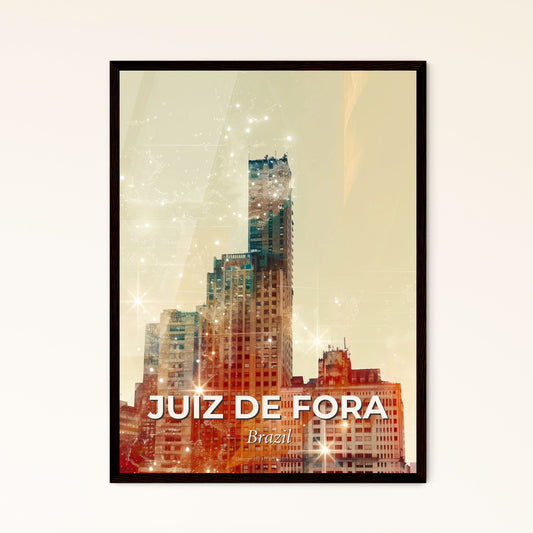 Juiz de Fora Skyline Composite Cityscape Art Poster - A city skyline with many tall buildings