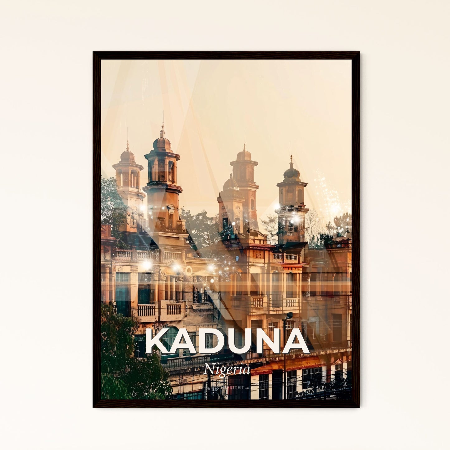 Kaduna Nigeria Cityscape Poster Art - A building with towers and trees