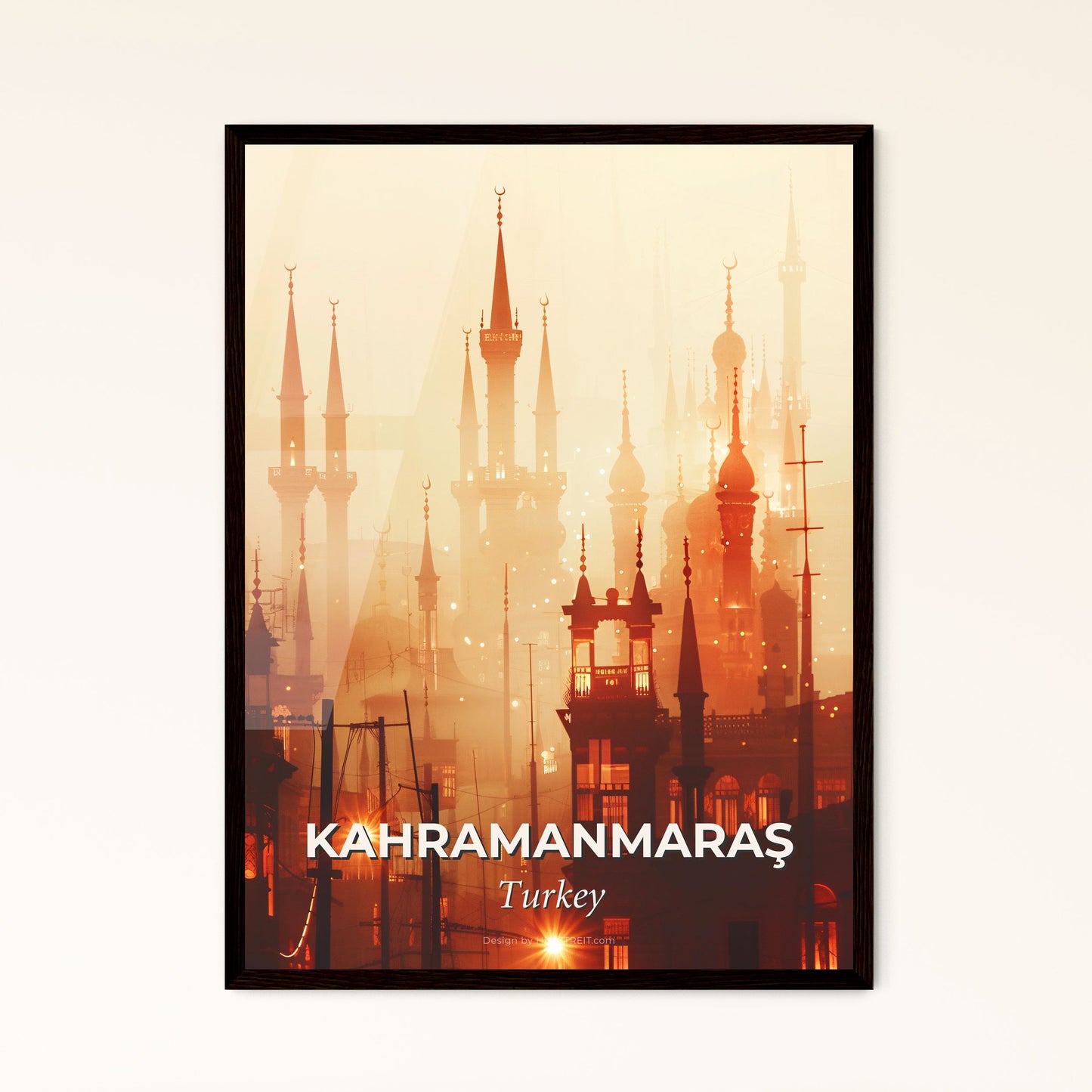 KahramanmaraÅŸ City Skyline and Architecture Poster - Salt Lake Temple with towers and towers in the fog