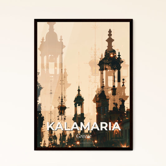 Kalamaria Greece Silhouette Sparkle Skyline - A city with many towers and lights