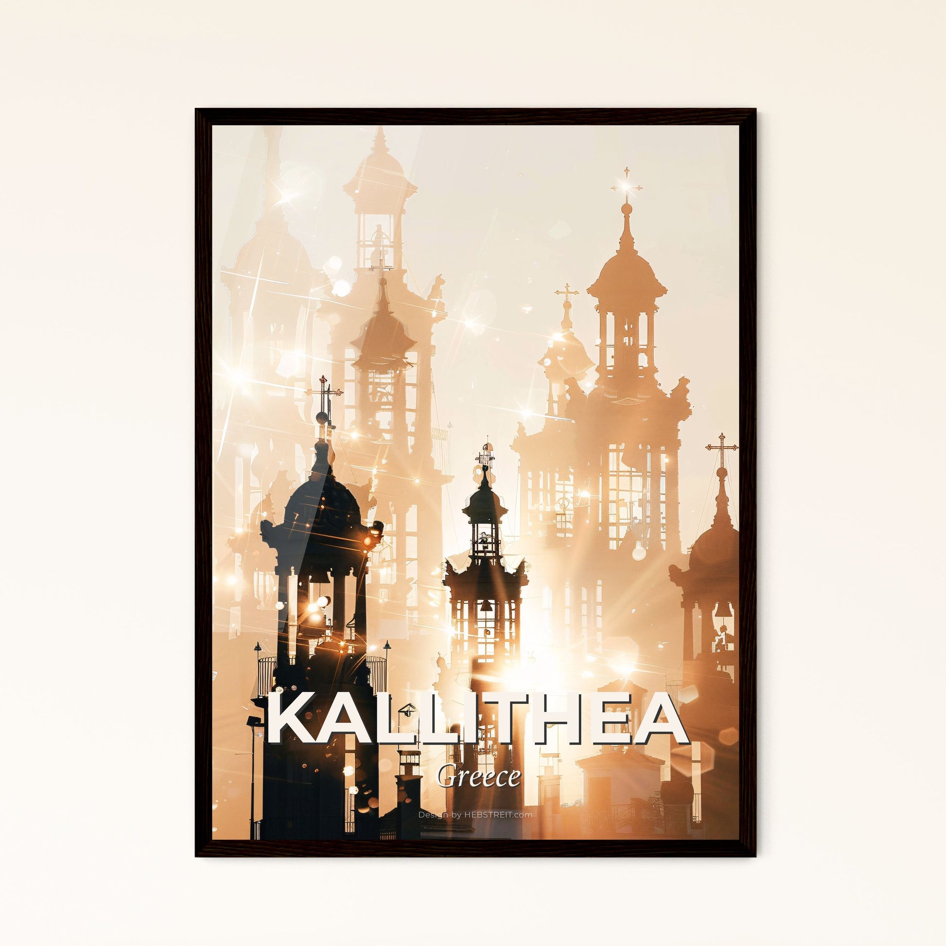 Kallithea Greece Double Exposure Composite Artwork - A silhouette of a building with a light shining through it