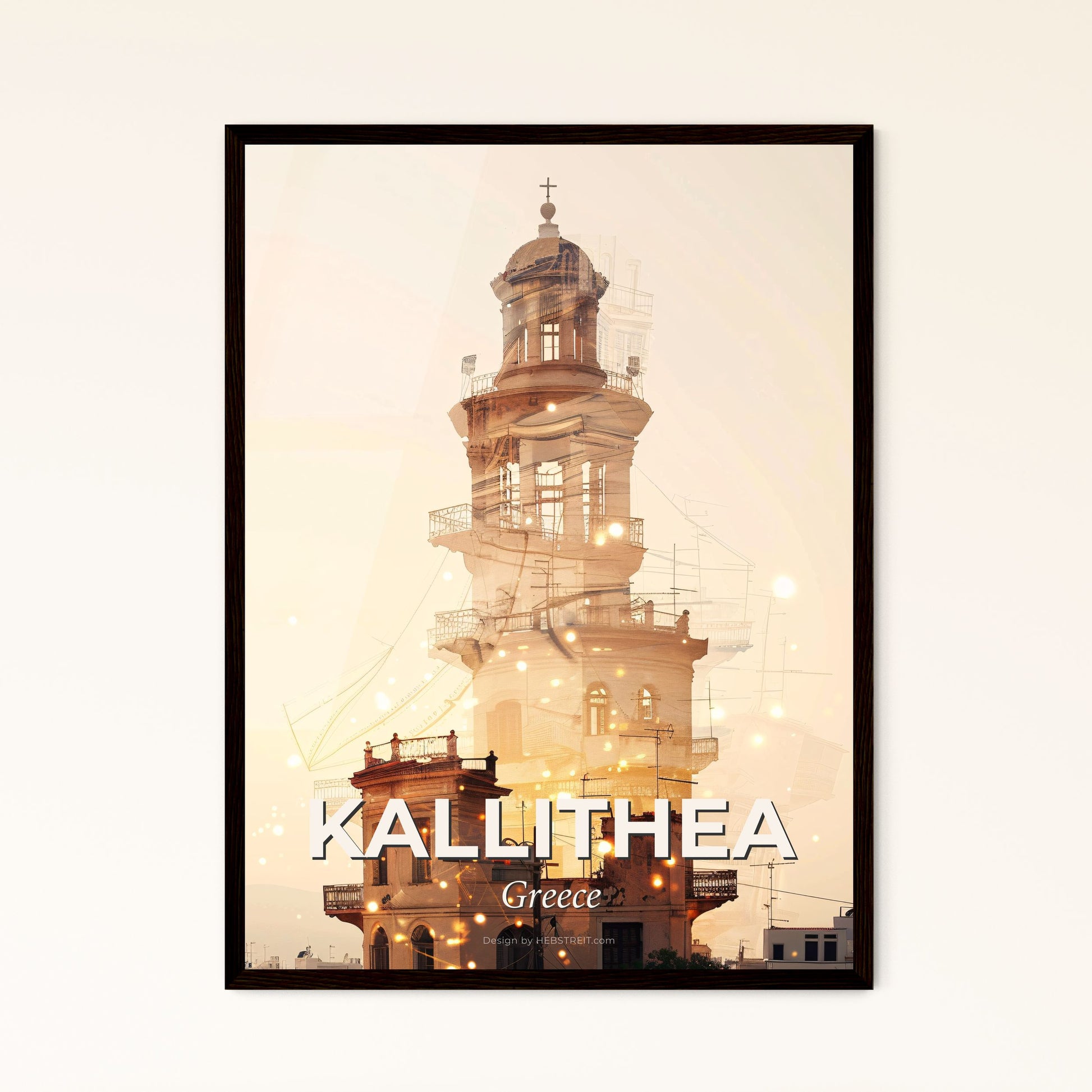 Kallithea: Dreamy Double Exposure Skyline Poster - A tower with a tower and a tower with a tower and a tower with a tower and a tower with a tower and a tower with a tower and a tower with a tower and a tower with