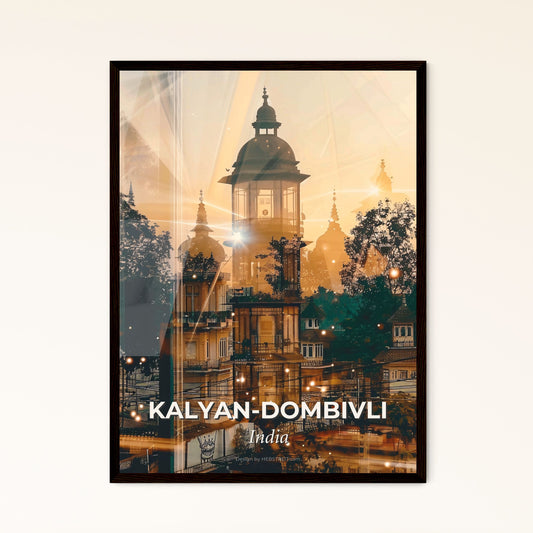 Kalyan-Dombivli Skyline Poster Art: Local Hues, Radiant City - A building with a tower and trees