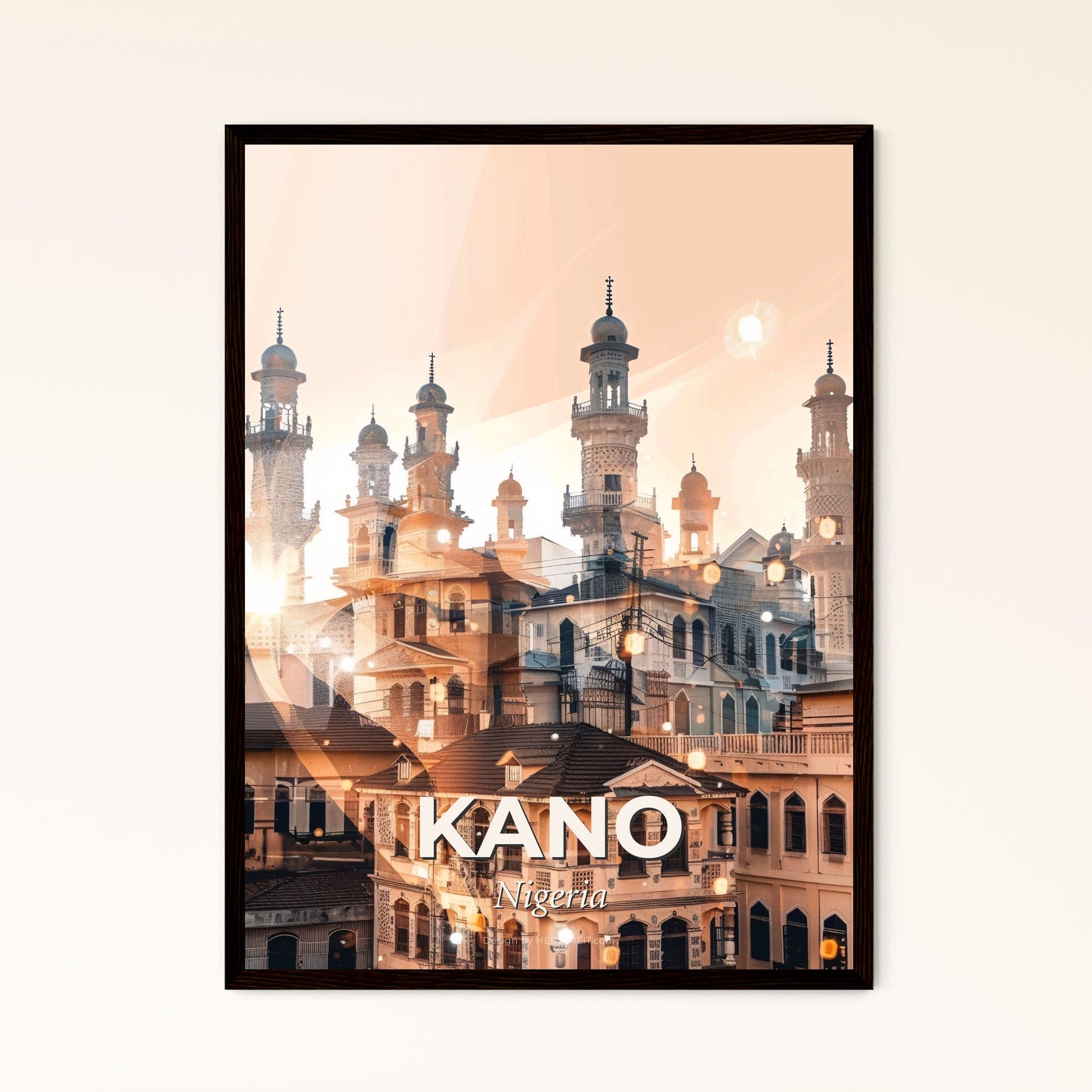 Kano City Skyline Composite Art Poster - A group of buildings with towers