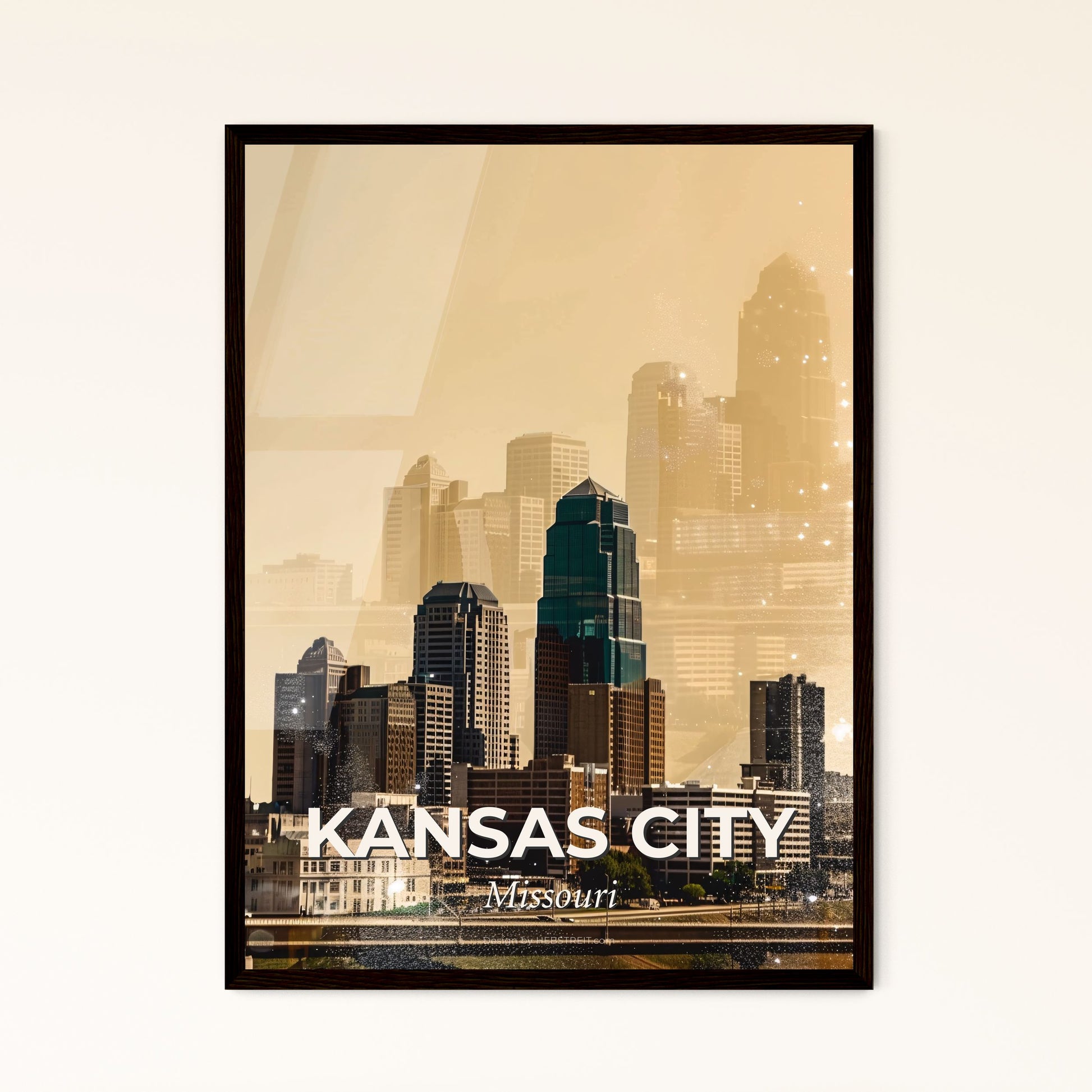 Kansas City Skyline Composite Art Poster - A city skyline with many tall buildings