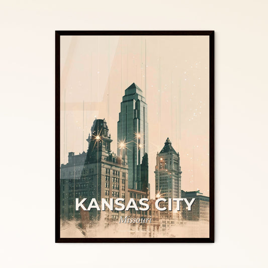 Kansas City Skyline Composite Art Poster - A city skyline with tall buildings