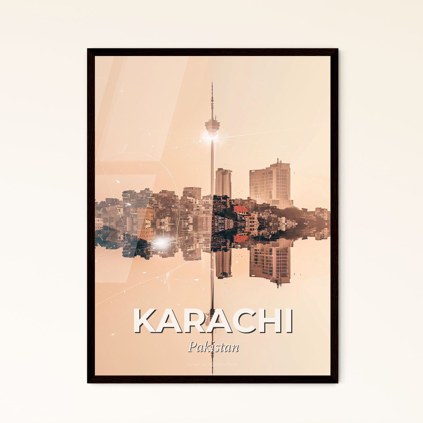 Karachi Skyline Architectural Composite Artwork - A city skyline reflected in water