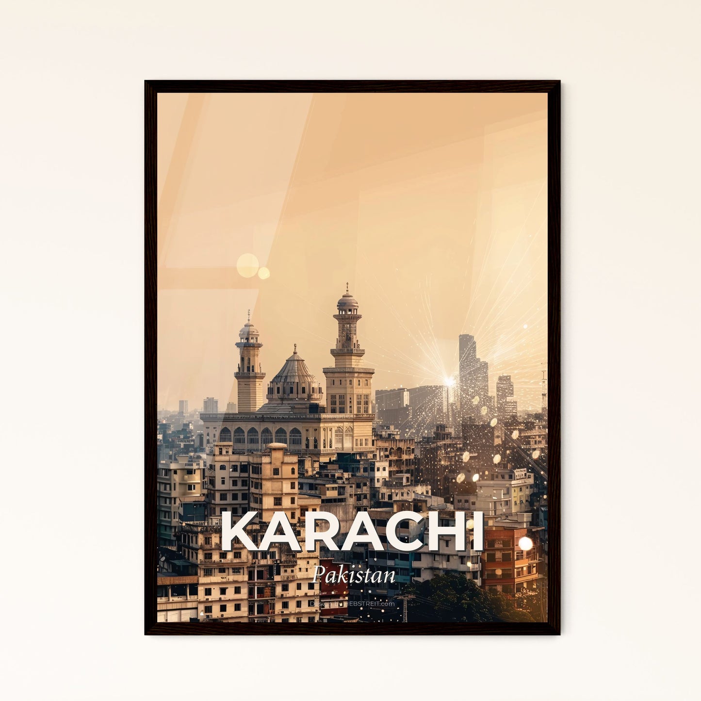 Karachi Skyline Double Exposure Composite Poster Art - A city with many buildings