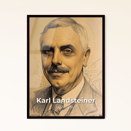 Elegant Portrait of Karl Landsteiner: Celebrating the Nobel Laureate's Legacy - Unique Contemporary Art Print for Home Decor