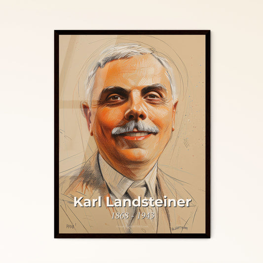 Elegant Portrait of Karl Landsteiner: Celebrated Austrian Immunologist & Nobel Laureate - Contemporary Art Print for Elegant Decor