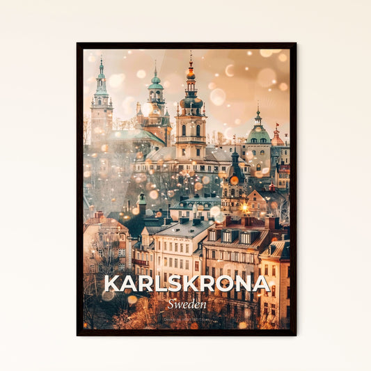 Karlskrona Skyline Double Exposure Poster Art - A city with many buildings