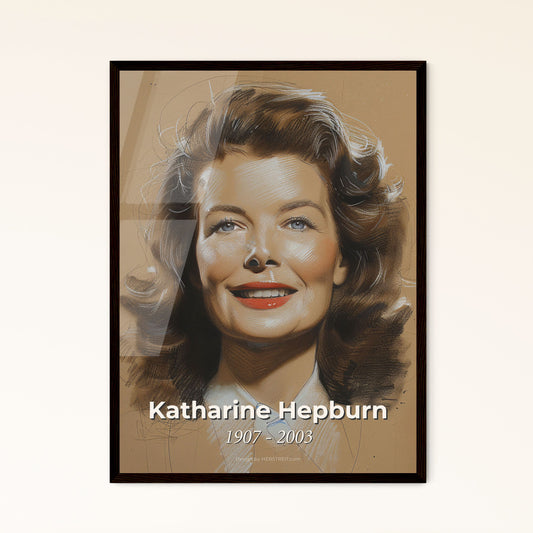 Vivacious Legacy: Captivating Katharine Hepburn Portrait - A Unique Art Piece Celebrating Independence and Glamour for Your Space