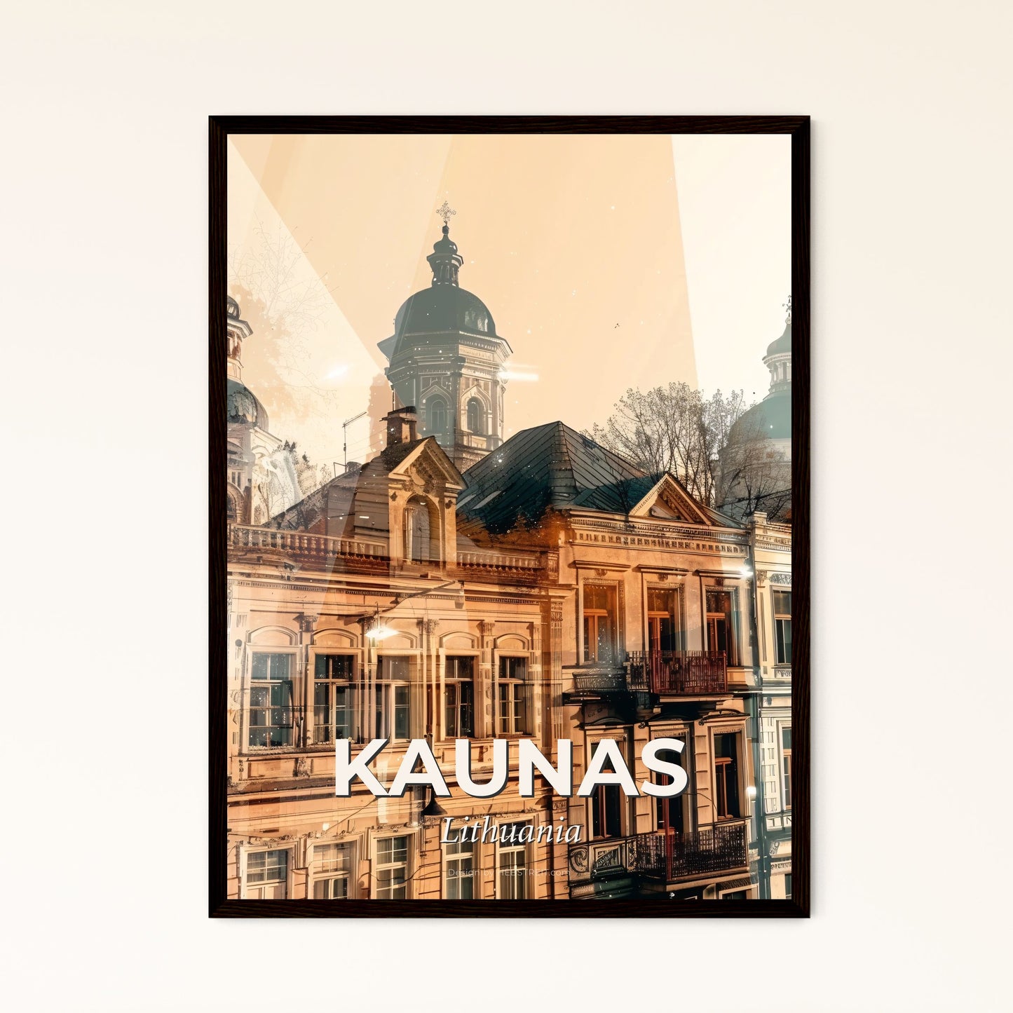 Kaunas City Skyline Composite Aura Decor - A group of buildings with a tower