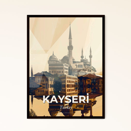 Kayseri Skyline Turkish Architecture Art Poster - A building with towers and towers