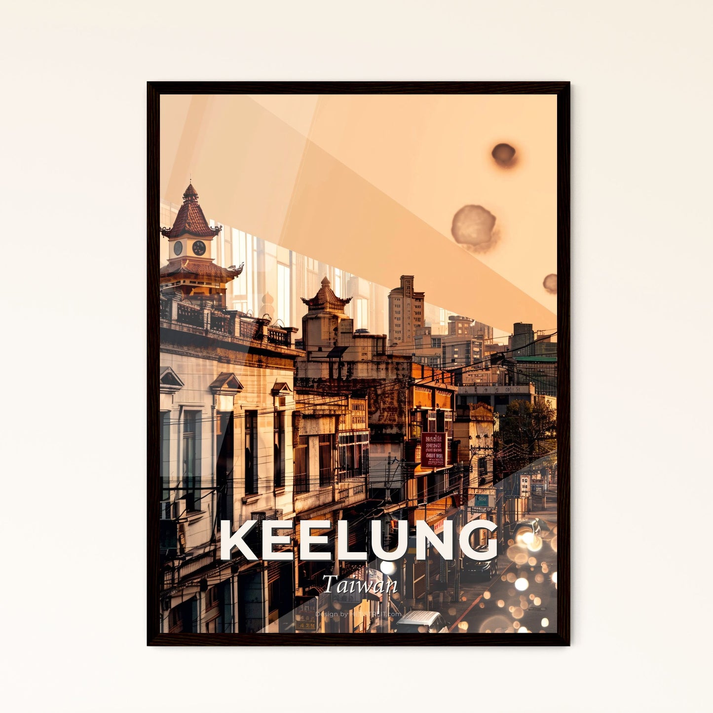 Keelung Skyline Art: Double Exposure in Local Hues - A city with buildings and street lights