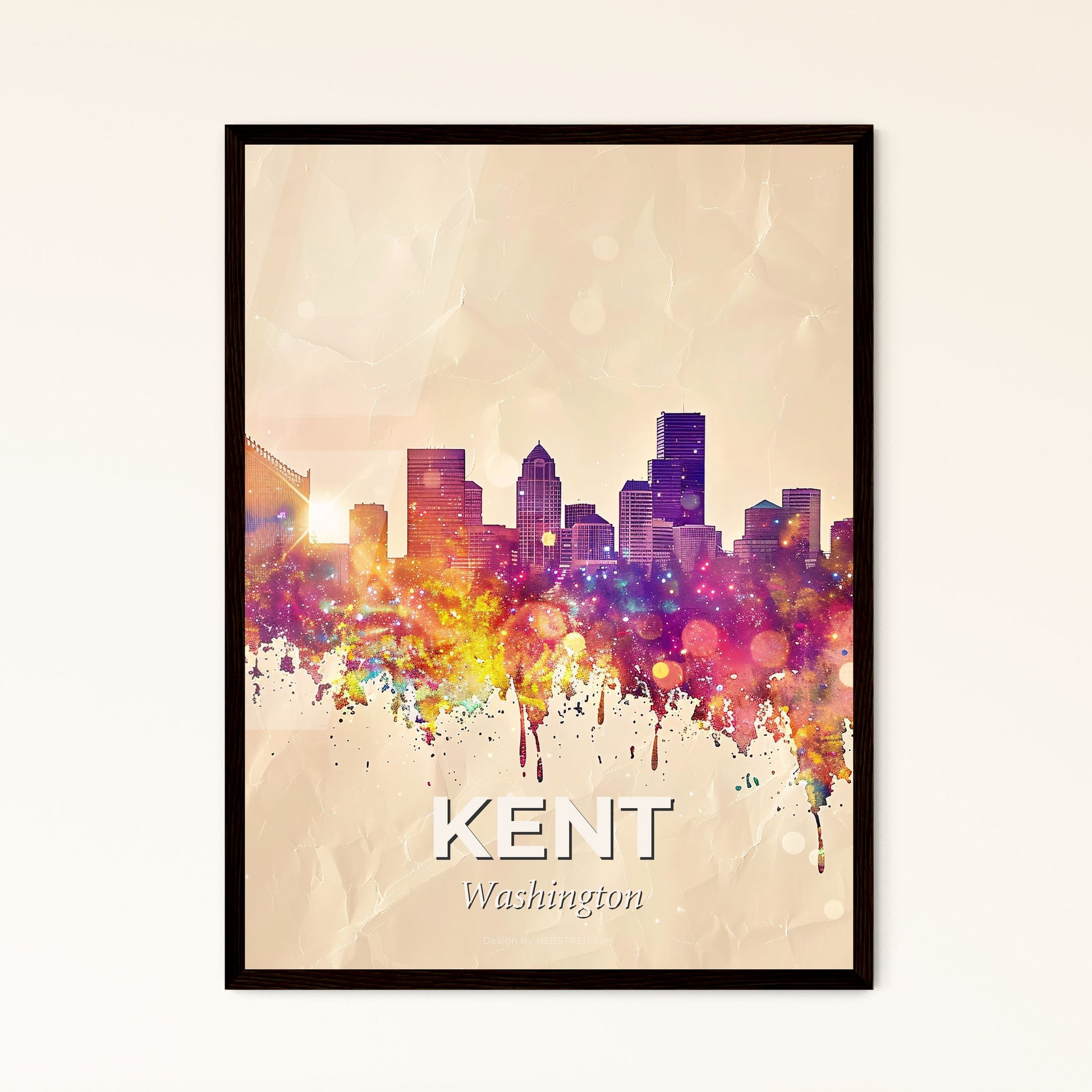 Kent Skyline Composite Art: Local Icons, Bright and Bold - A colorful skyline of a city