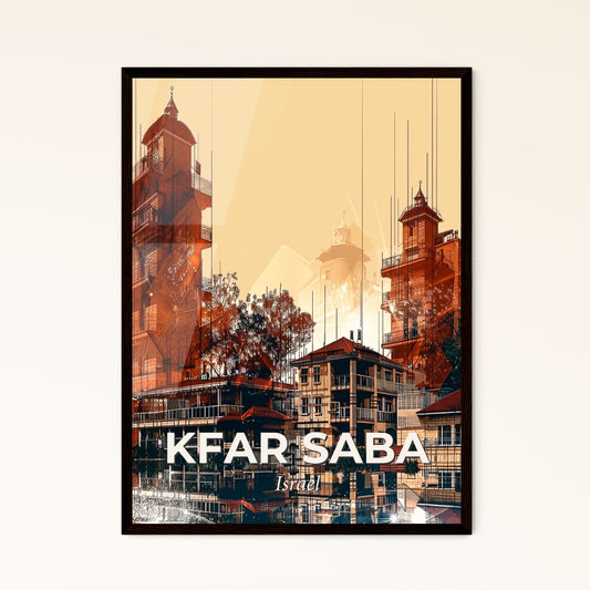 Kfar Saba Skyline Cityscape Composite Art Poster - A group of buildings with trees and water