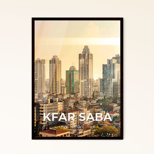 Kfar Saba City Skyline Double Exposure Poster - A city with many tall buildings