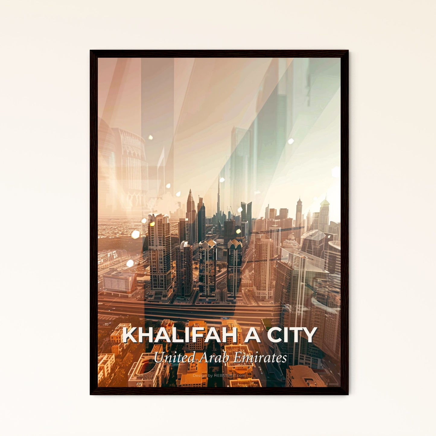 Khalifah A City Skyline Art with Local Architecture Icons - A city with many tall buildings