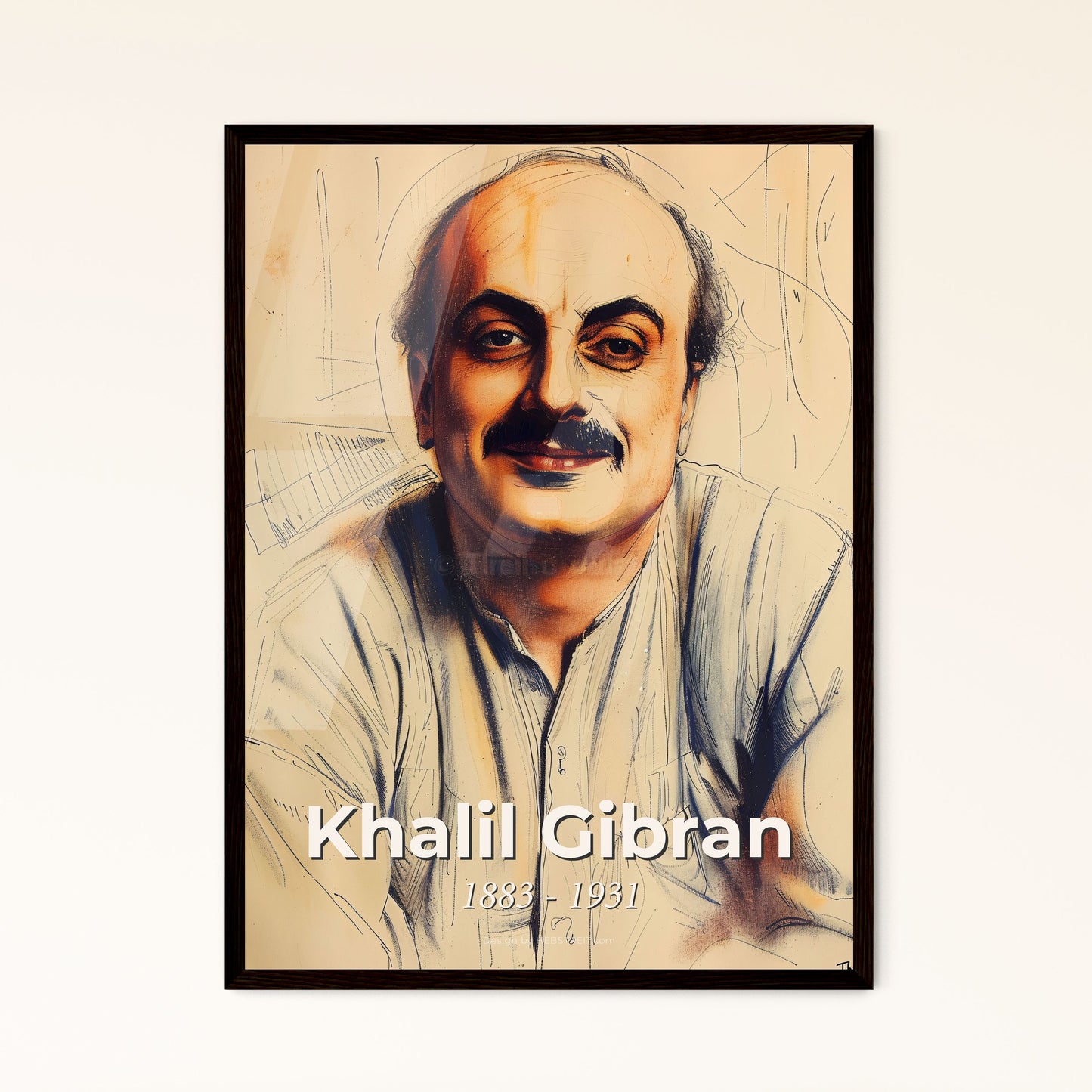 Elegant Portrait of Khalil Gibran Framed Print