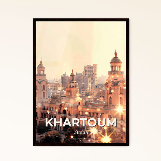 Khartoum City Skyline Composite Artwork - A large building with towers and lights