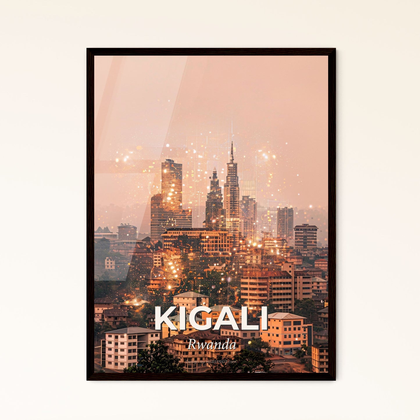 Kigali Rwanda City Skyline Night Art - A city with many buildings