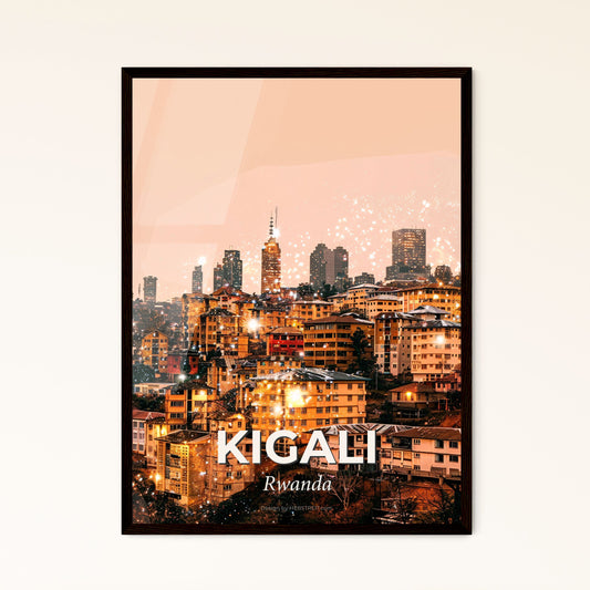 Kigali Skyline: Lights, Architecture, Beige - A city with many buildings and fireworks