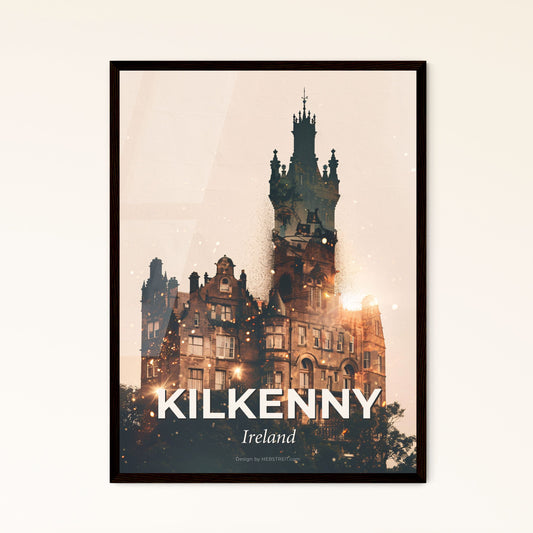 Kilkenny Double Exposure City Skyline Poster - A castle with a tower