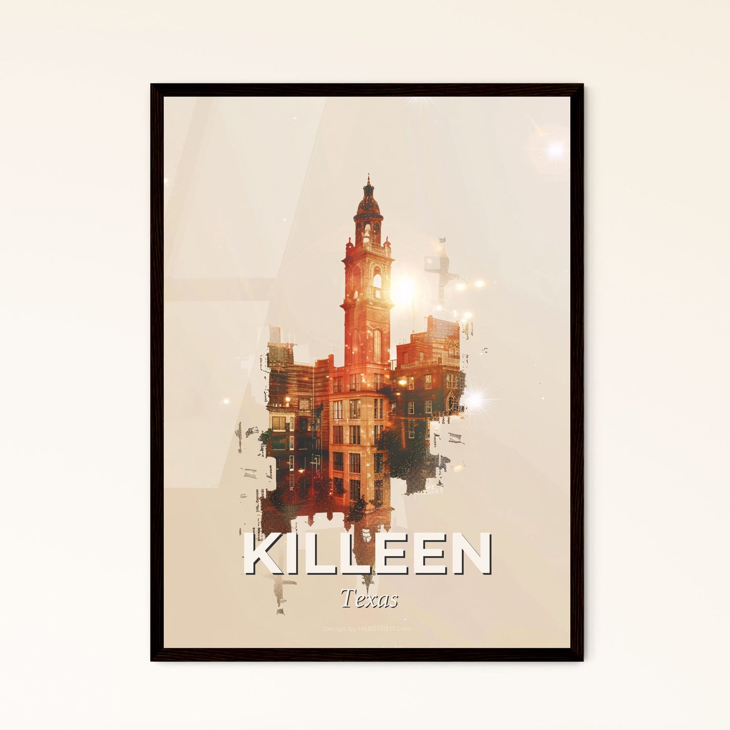 Killeen Skyline Composite Art: Backlight Brilliance - A building with a tower