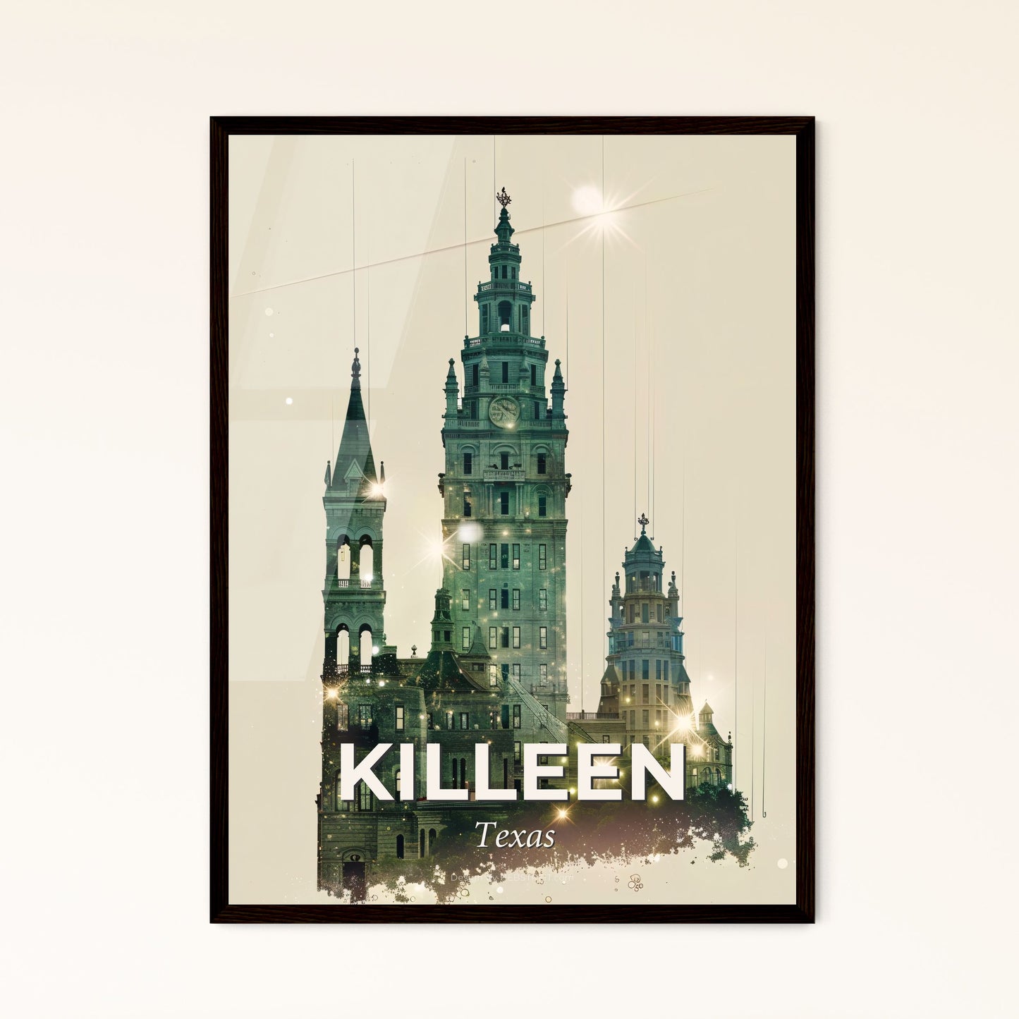 Killeen Skyline Composite Art Poster - Rosenborg Castle with a clock tower