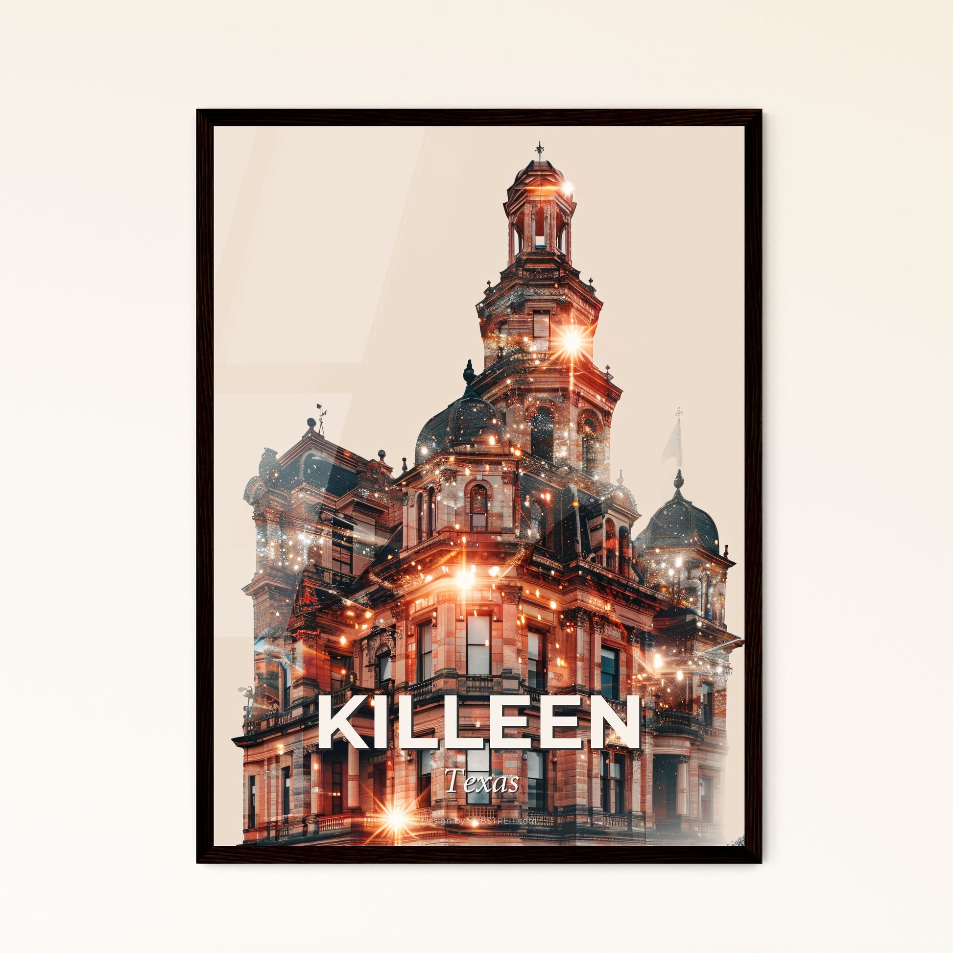 Killeen, Texas: City Skyline and Architecture Composite - A building with a tower and a flag