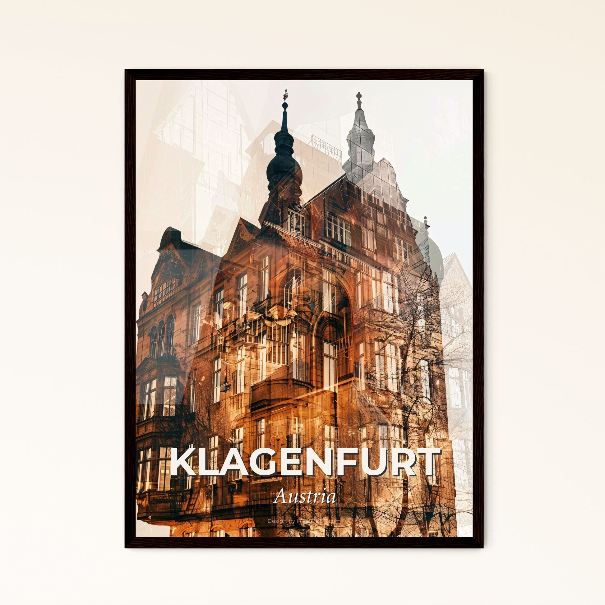 Klagenfurt Austria Skyline Art Print - A double exposure of Gutenberg Museum