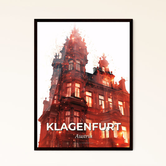 Klagenfurt Skyline Art Poster, Bright Beige - A building with many windows