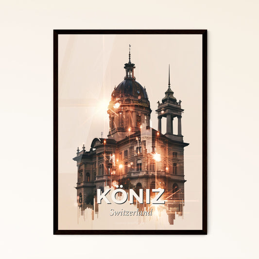 KÃ¶niz Skyline Art Minimalist Poster Design - A building with a dome and a dome on top