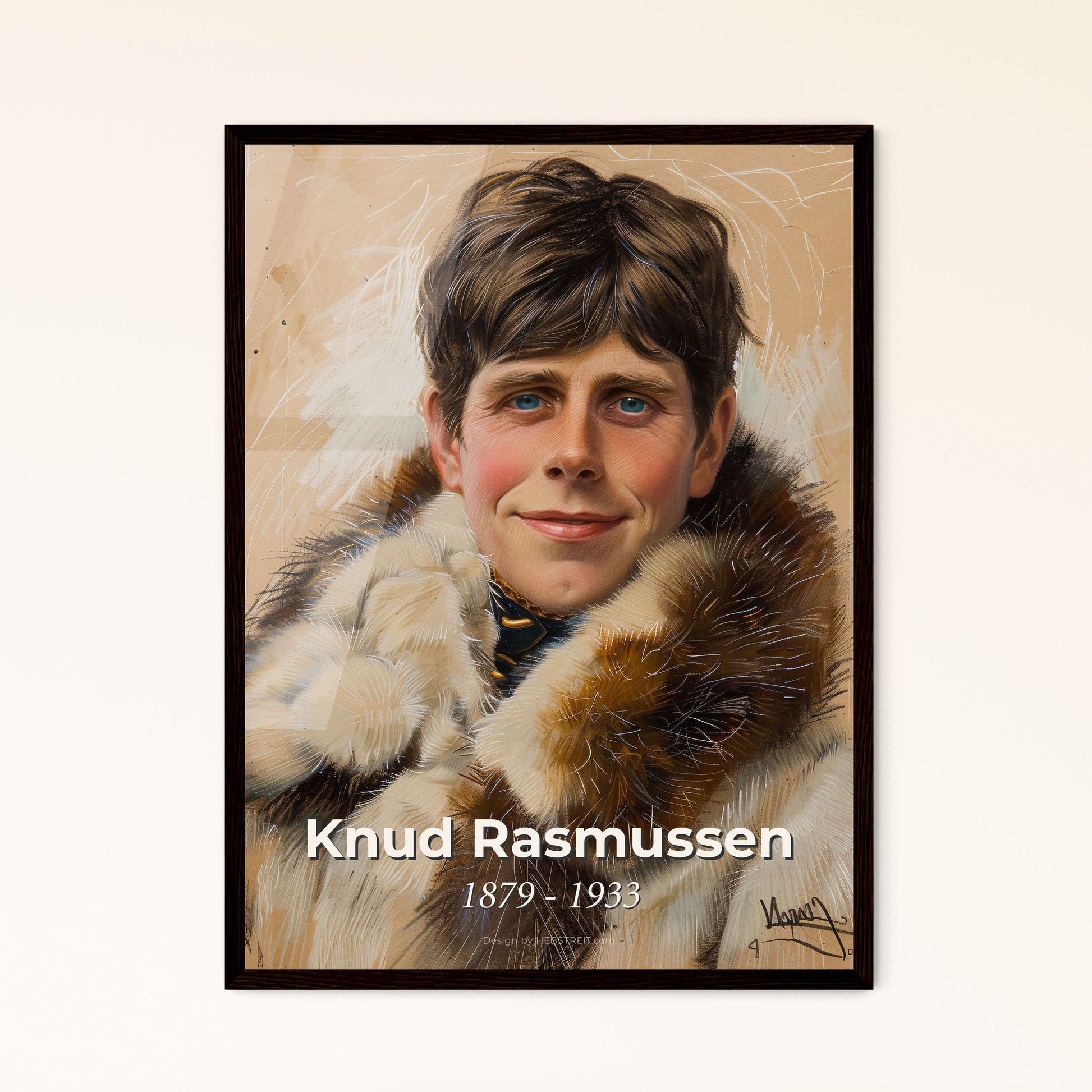 Elegant Portrait of Knud Rasmussen: Celebrated Explorer & Inuit Culture Documenter  Wall Art