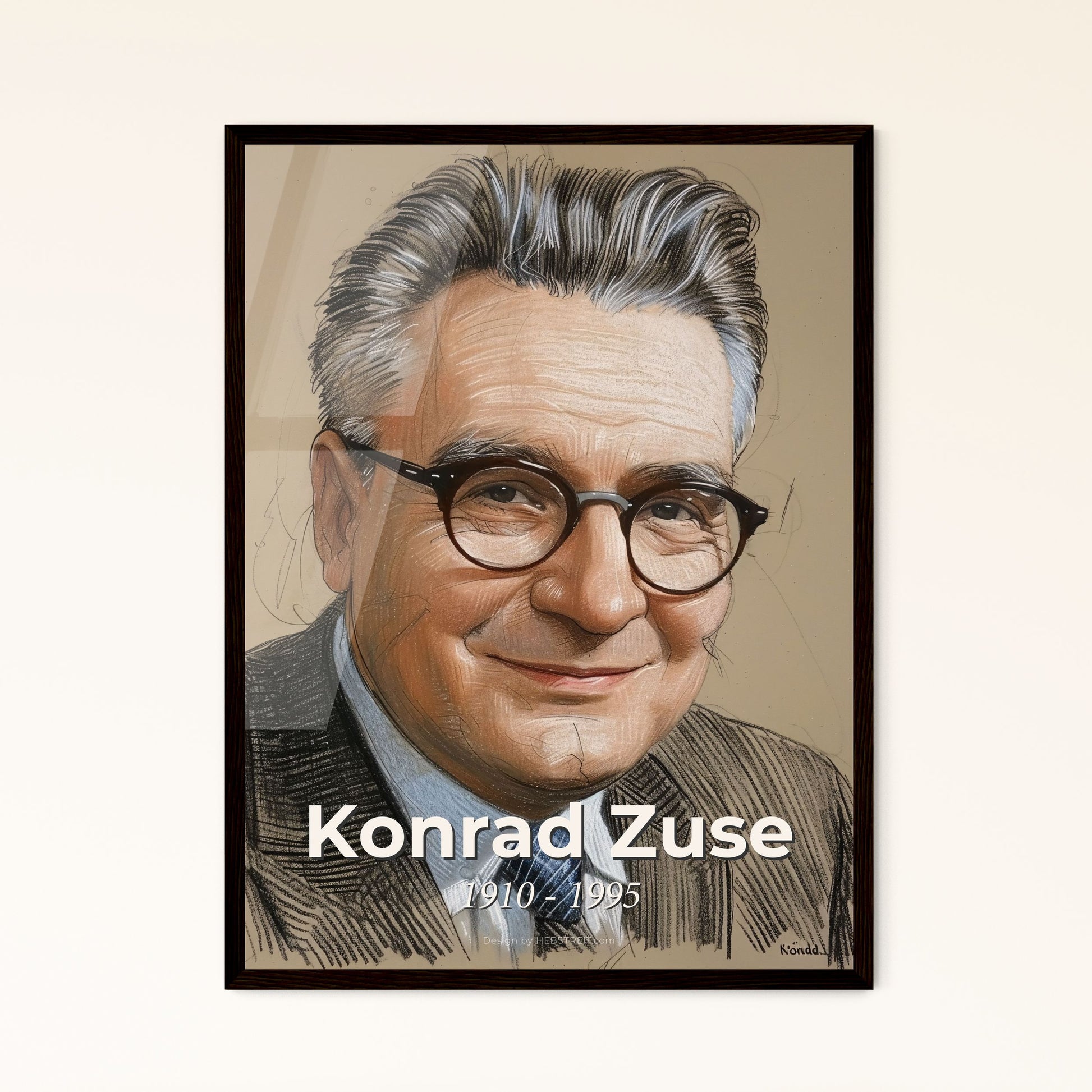 Celebrating Konrad Zuse: Dynamic Portrait of a Computing Pioneer in Contemporary Art - Perfect Gift & Elegant Home Decor Print