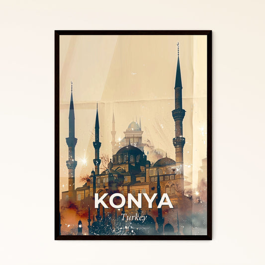 Konya Architecture and City Skyline Poster Art - A building with towers and a dome