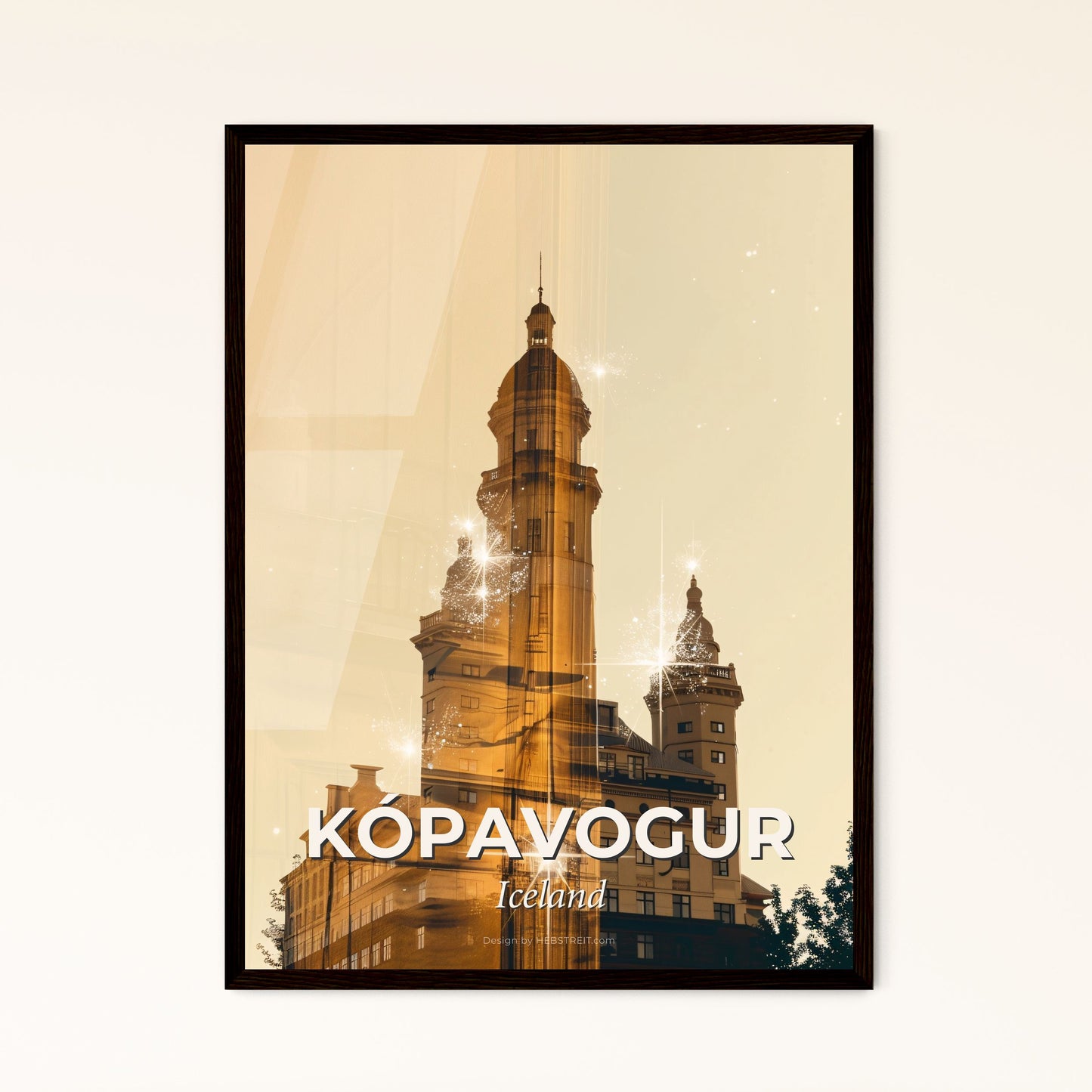 Kópavogur Skyline - Double Exposure Composite Art - A building with a tower