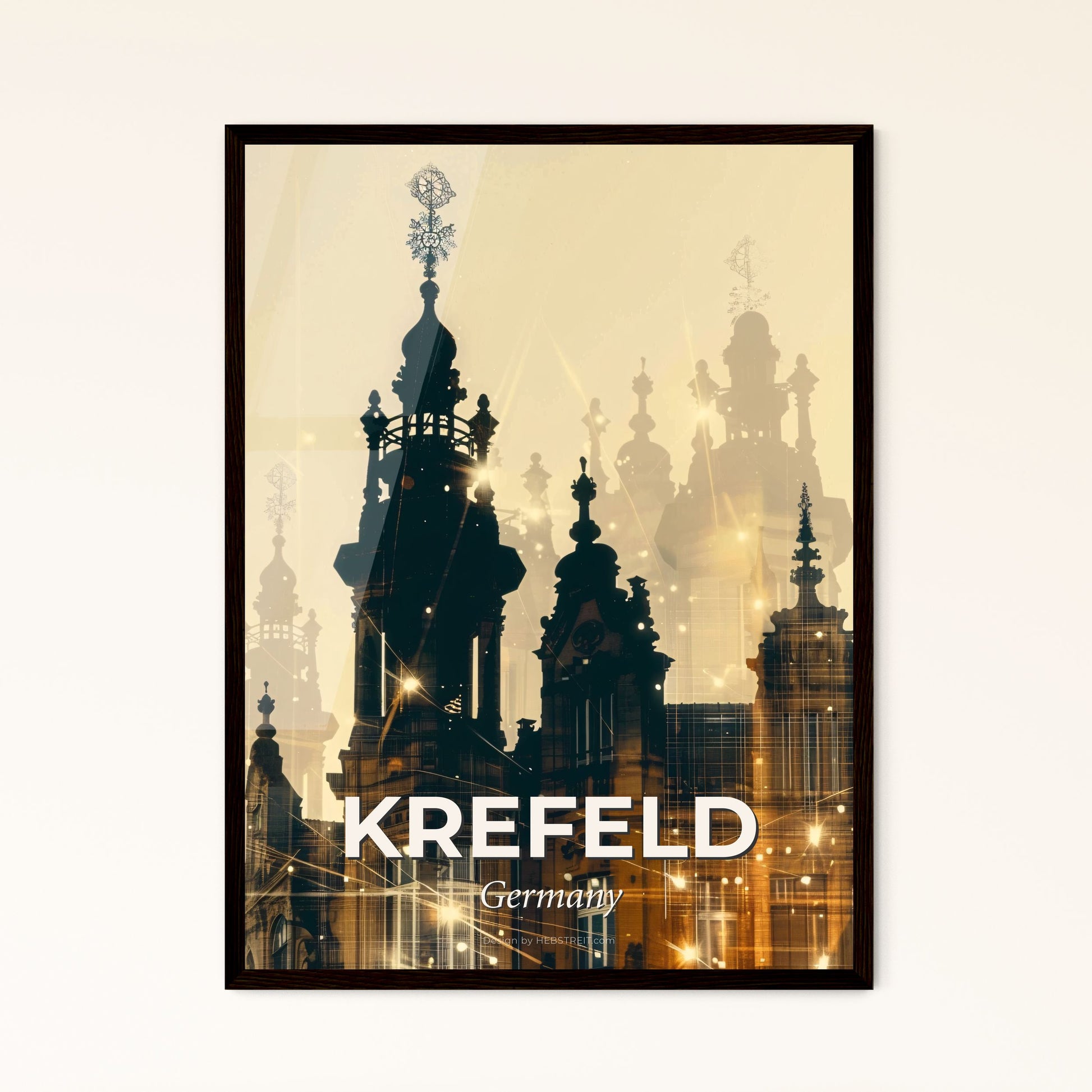 Krefeld City Skyline Composite Art Poster - A building with towers and spires