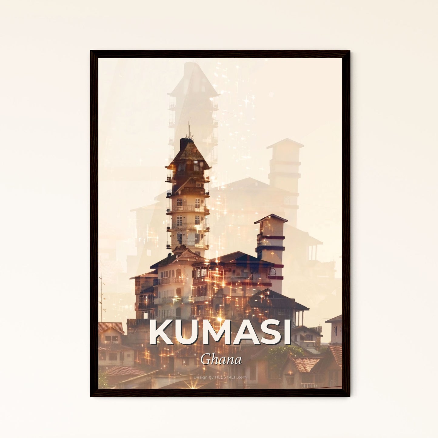 Kumasi: Double Exposure City Skyline Composite Art - A city with many buildings