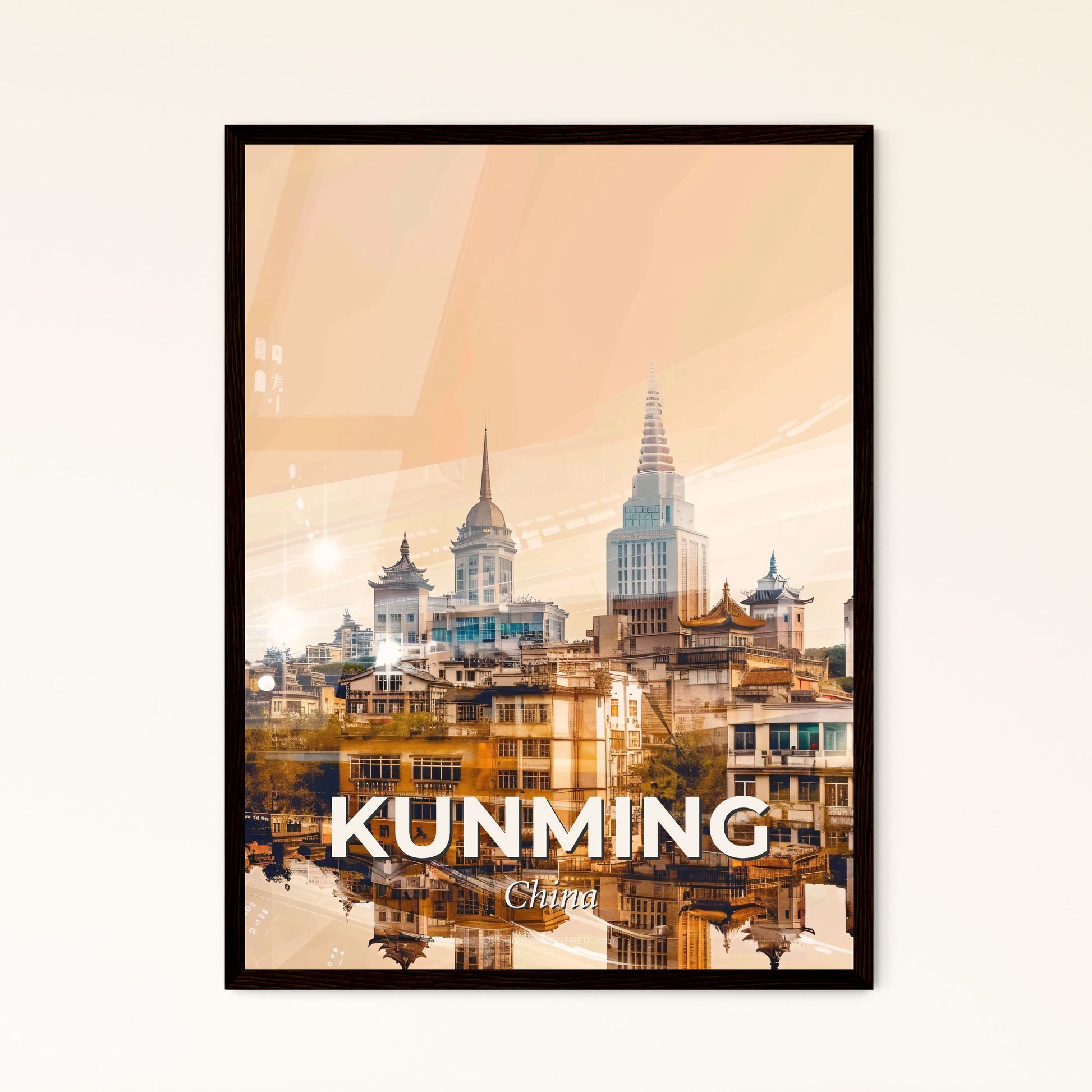 Kunming Skyline Artistic Poster Composite - A city with many tall buildings